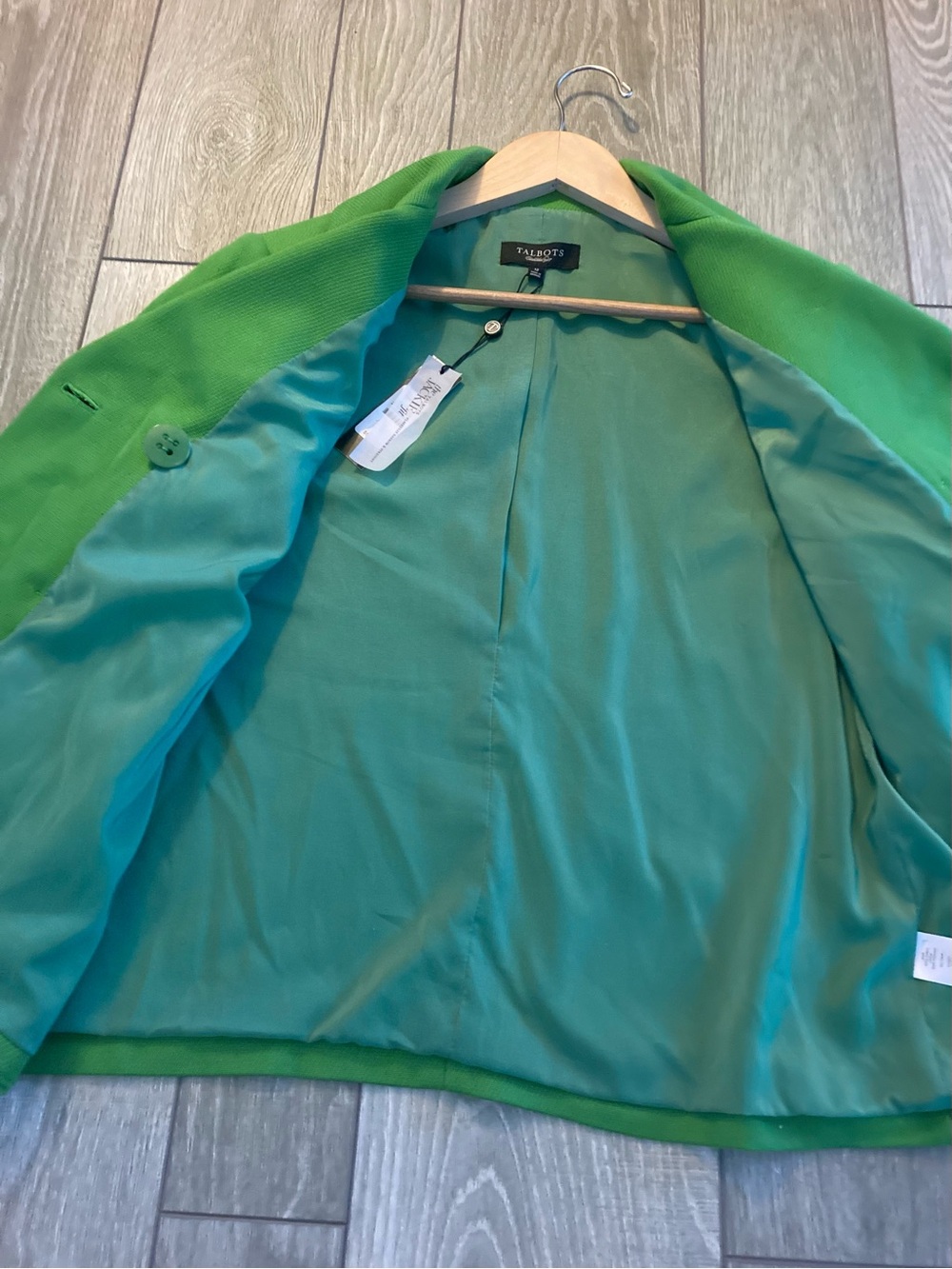 Talbots Bright Green Double-Breasted Pea Coat NW - Picture 3 of 8
